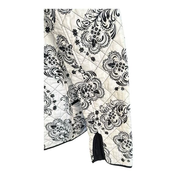 Croft & Barrow Reversible Quilted Jacket Black and White Floral or Solid size s - Picture 5 of 7